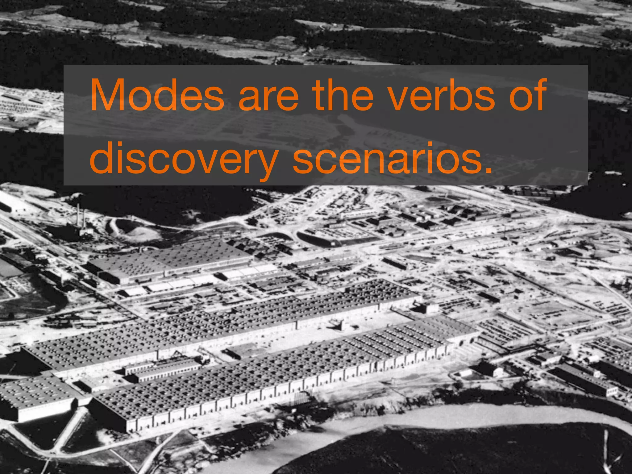 Modes are the verbs of
discovery scenarios.
 