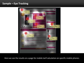 Sample – Eye TrackingHere we see the results on a page for mobile tarif calculation on specific mobile phones. 