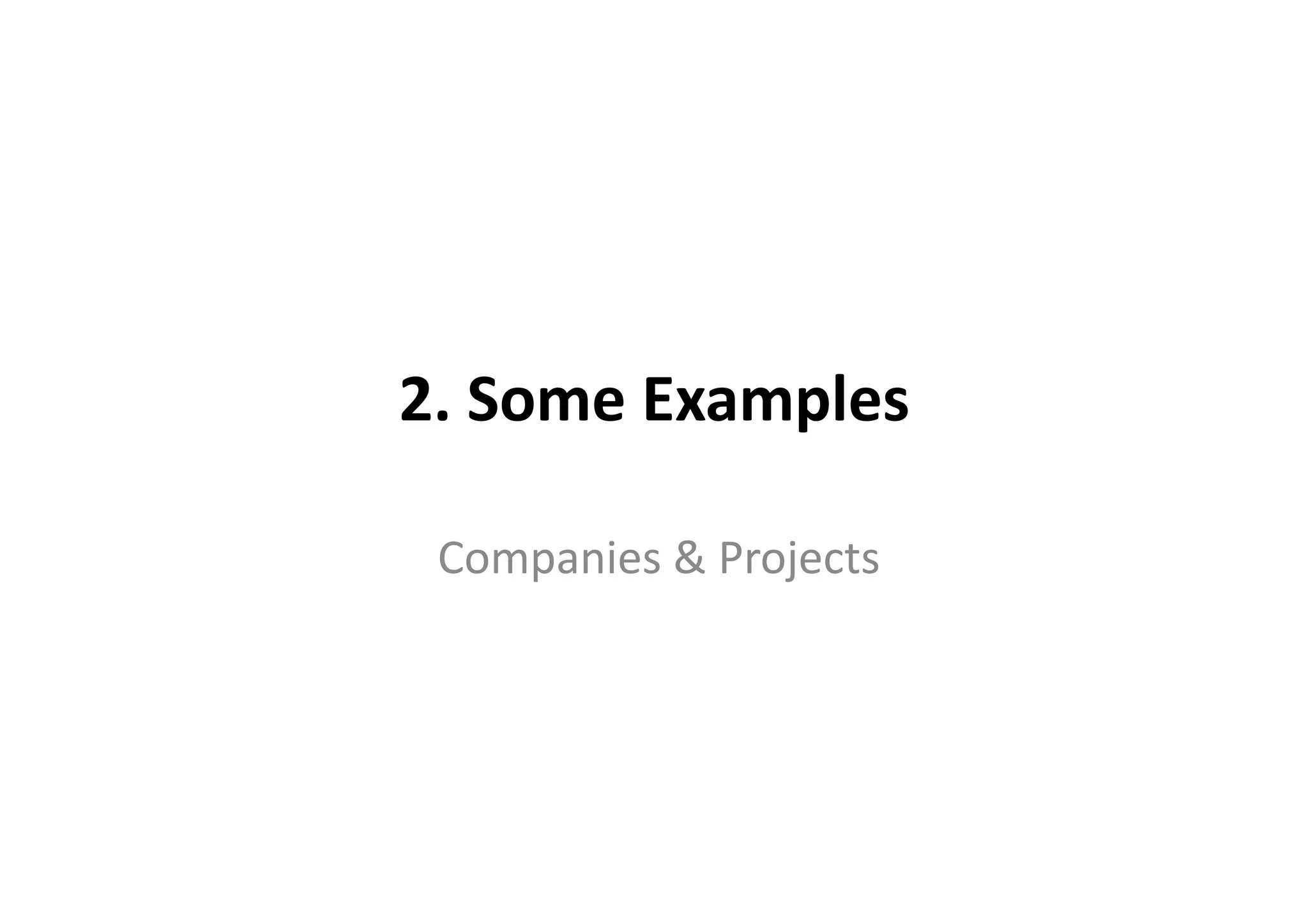 2.	
  Some	
  Examples	
  

 Companies	
  &	
  Projects	
  
 