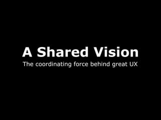A Shared Vision
The coordinating force behind great UX
 