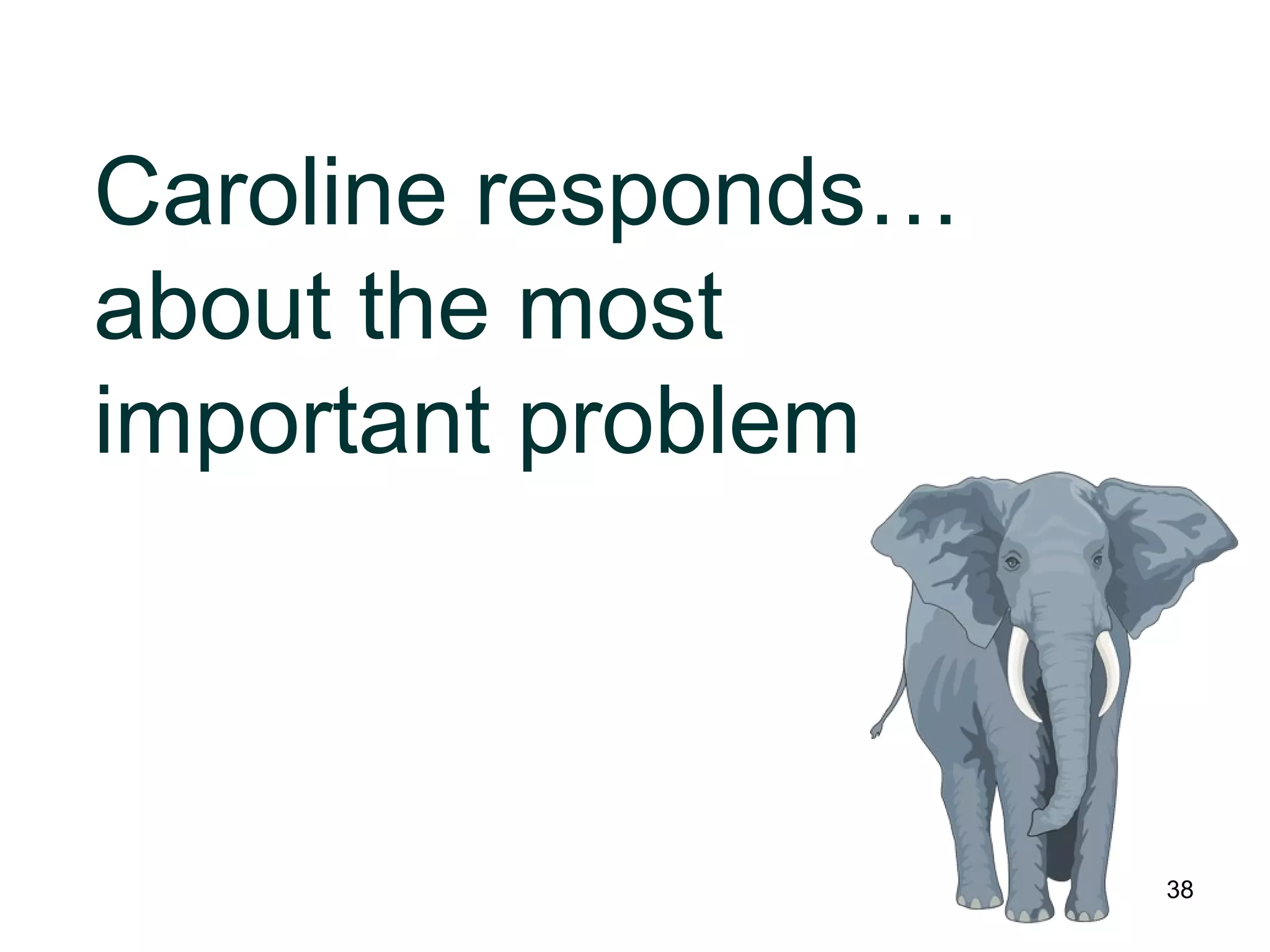Caroline responds…
about the most
important problem
38
 
