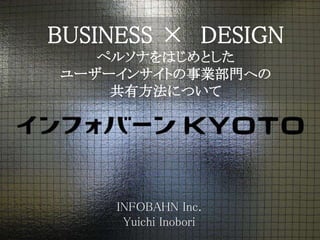 BUSINESS × DESIGN
ペルソナをはじめとした
ユーザーインサイトの事業部門への
共有方法について
INFOBAHN Inc.
Yuichi Inobori
 