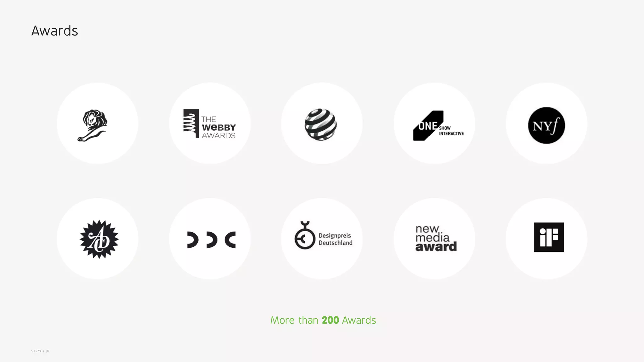 SYZYGY.DE
Awards
More than 200 Awards
 