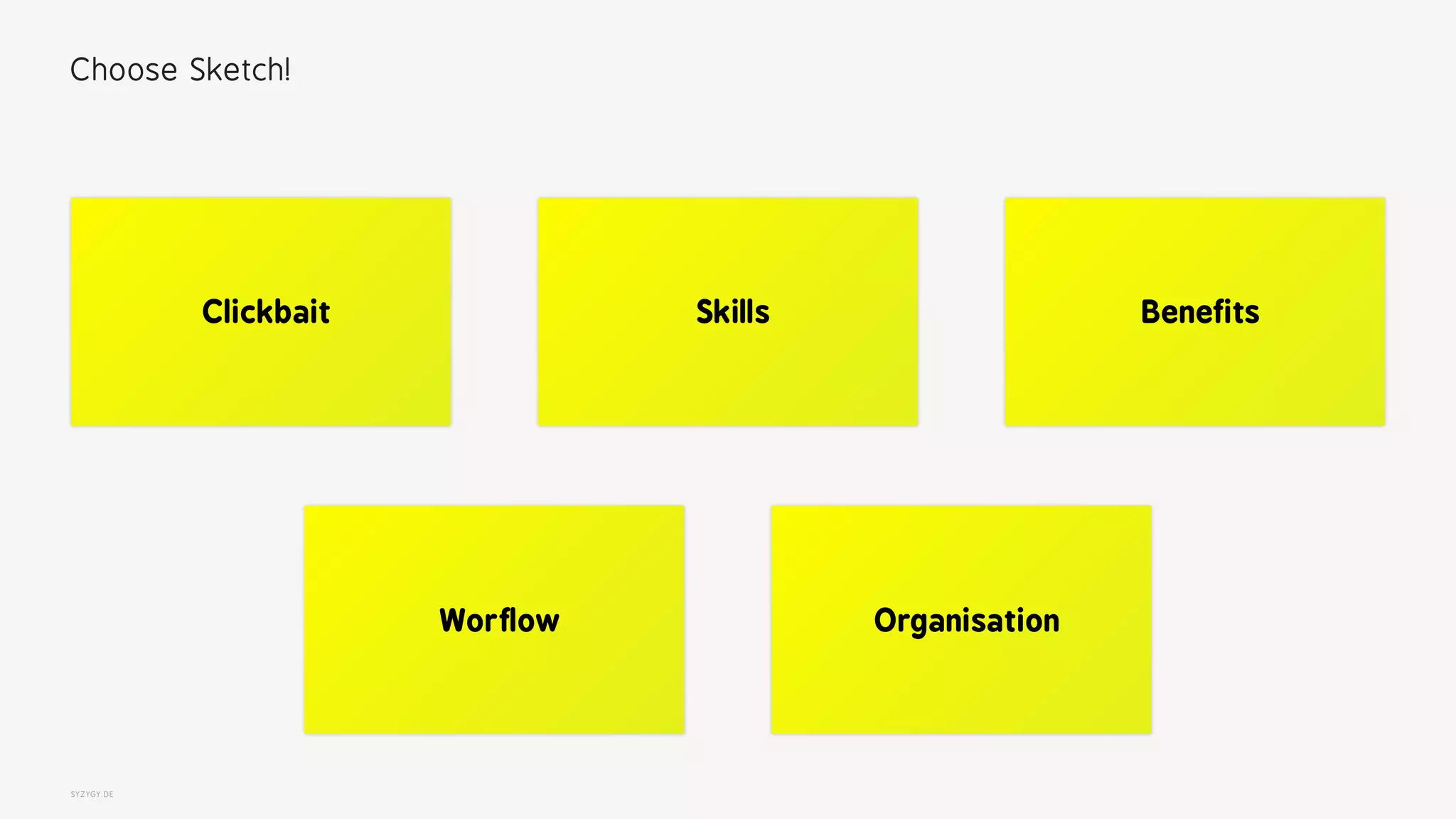 SYZYGY.DE
Choose Sketch!
BenefitsClickbait Skills
Worflow Organisation
 
