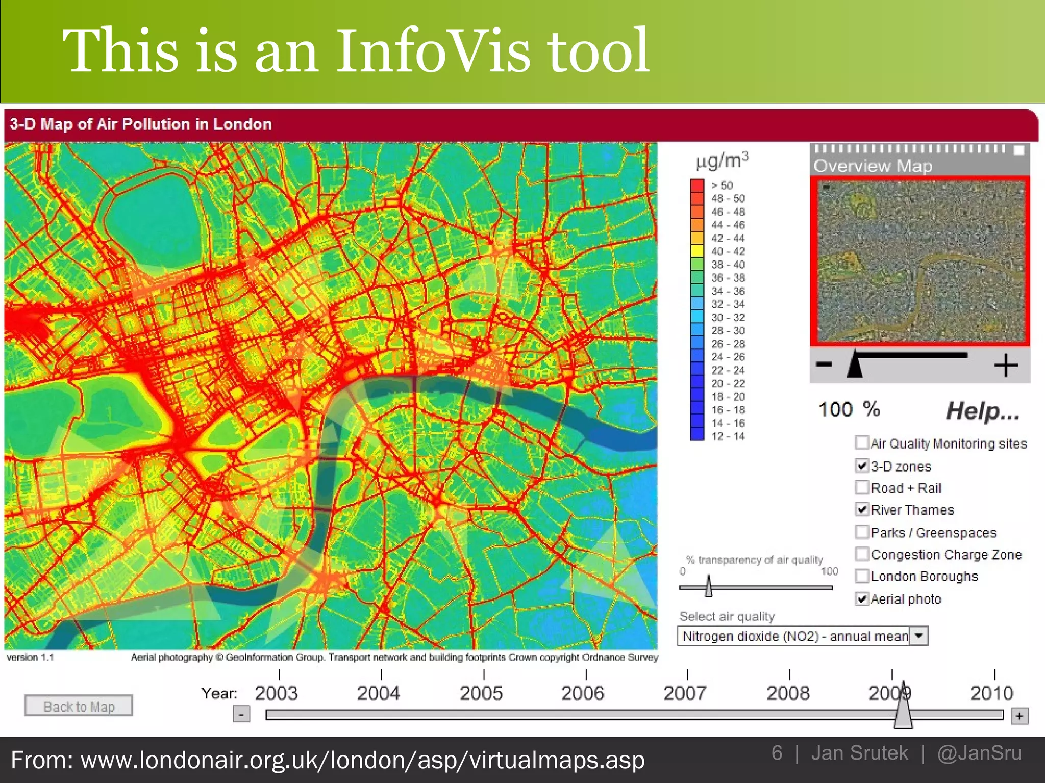 This is  an  InfoVis tool From: www.londonair.org.uk/london/asp/virtualmaps.asp 