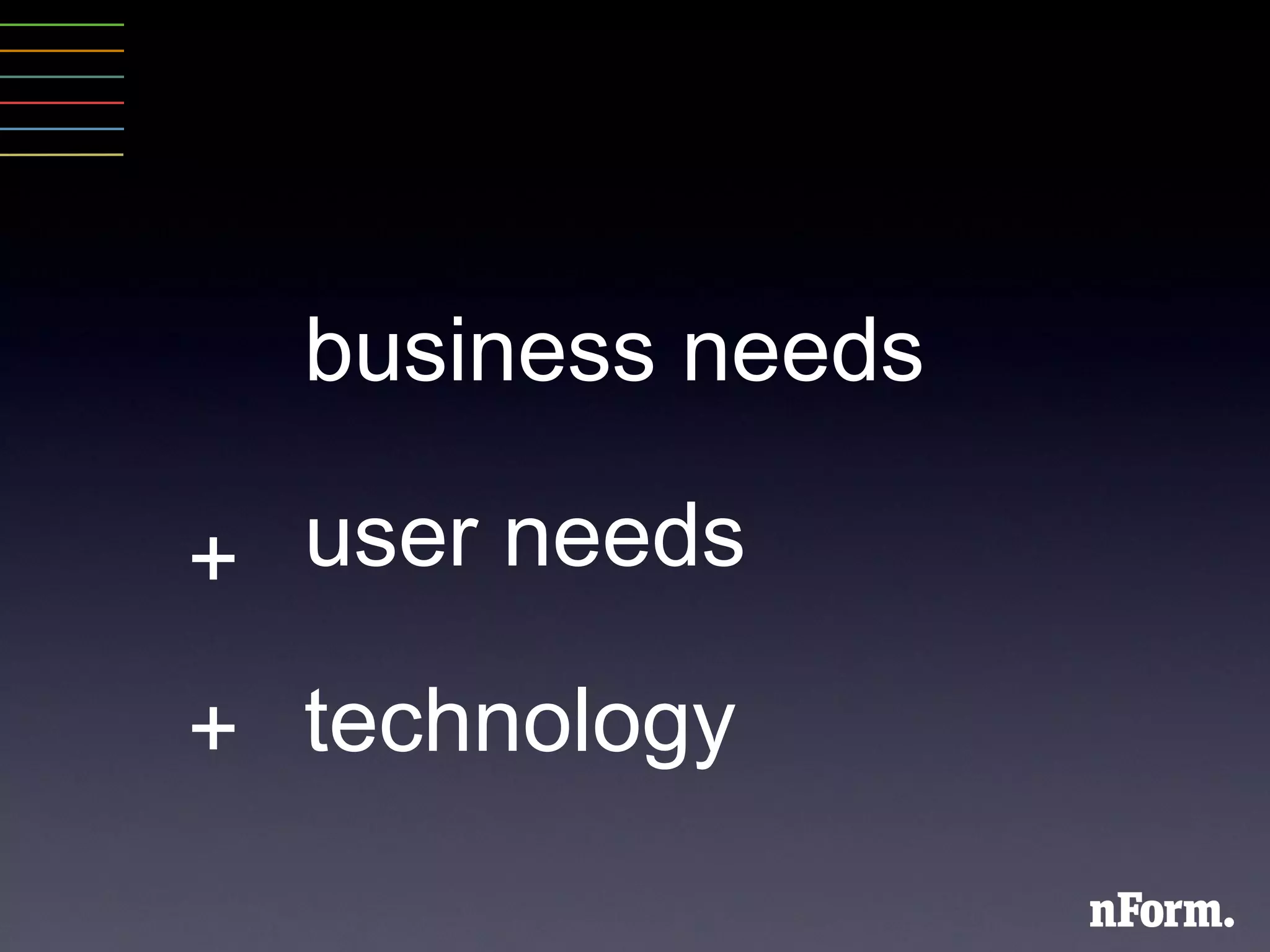 business needs user needs technology + + 