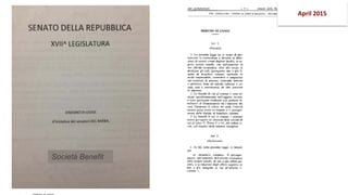 April 2015
Società Benefit
 