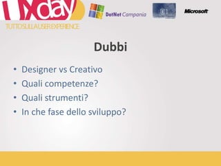 Designer vs CreativoQuali competenze?Quali strumenti?In che fase dello sviluppo?Dubbi
