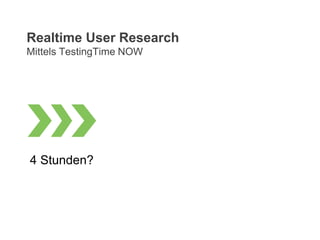 4 Stunden?
Realtime User Research
Mittels TestingTime NOW
 