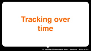 UX Days Tokyo | Measuring What Matters | @katerutter | APRIL 19, 2015
Tracking over
time
 