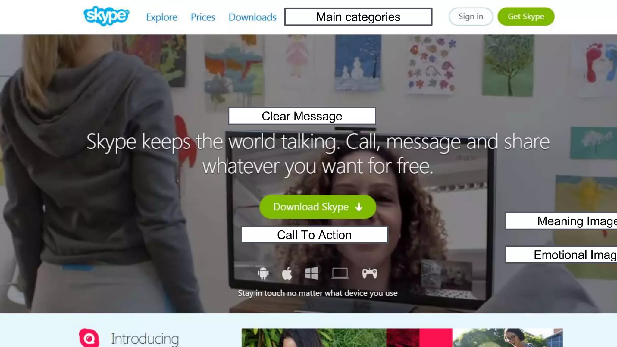 Clear Message
Meaning Image
Emotional Image
Main categories
Call To Action
 