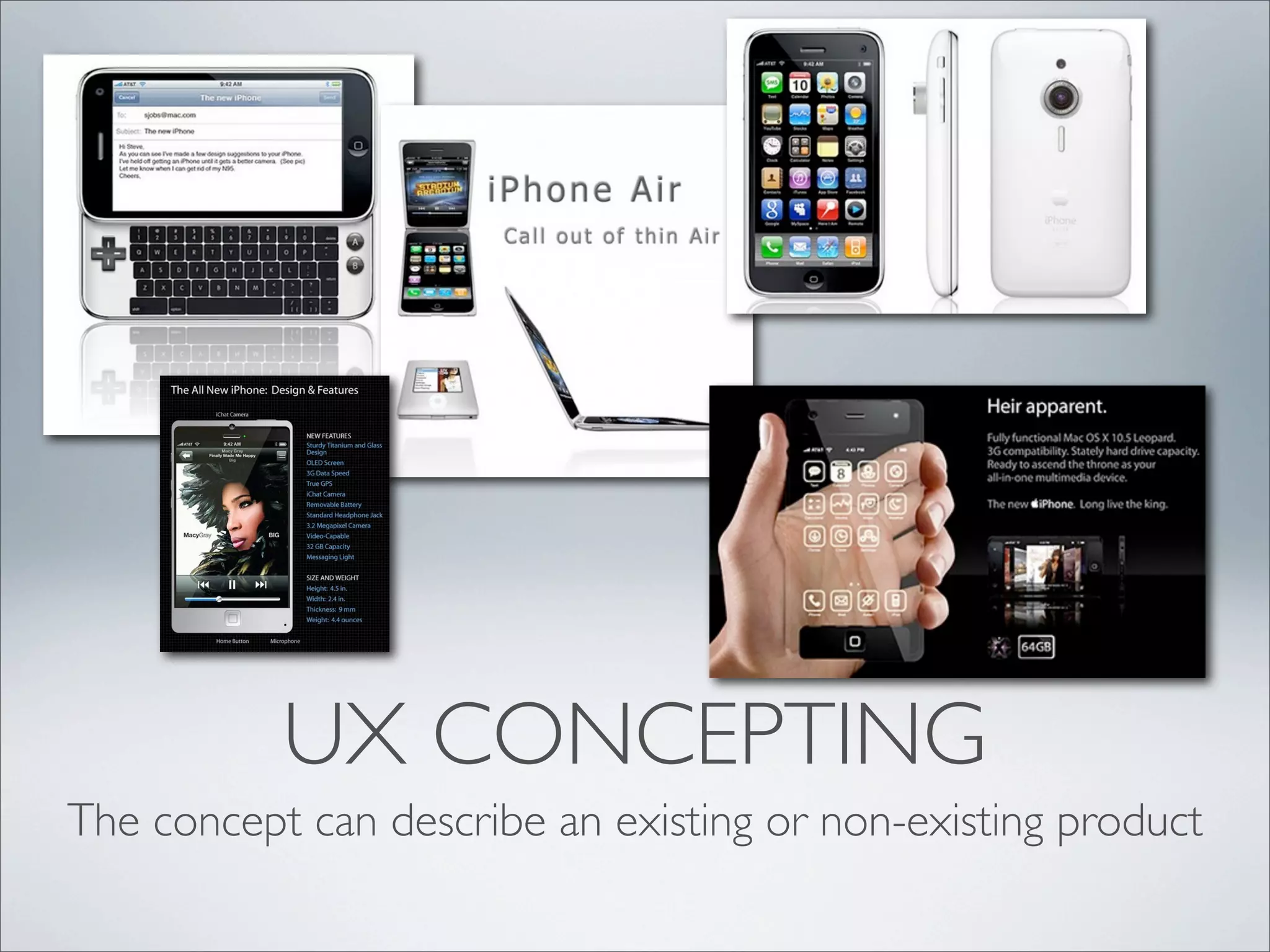 UX CONCEPTING
The concept can describe an existing or non-existing product
 