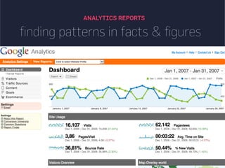 finding patterns in facts & figures
ANALYTICS REPORTS
 