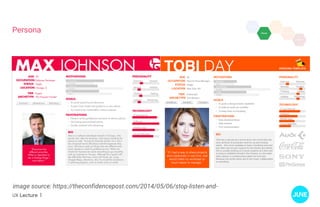 UX Lecture 1
Persona
image source: https://theconfidencepost.com/2014/05/06/stop-listen-and-
 