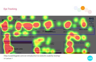 UX Lecture 1
Eye Tracking
http://usabilitygeek.com/an-introduction-to-website-usability-testing/
 