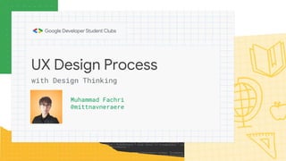UX Design Process
Muhammad Fachri
@mittnavneraere
with Design Thinking
 