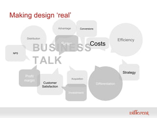 Making design ‘real’ Distribution Sales Conversions Acquisition Costs Efficiency Strategy Differentiation NPS Profit margi...