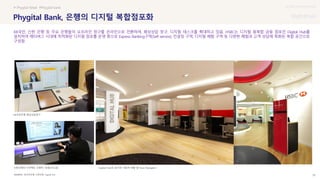 UX DISCOVERY Seminar
SOURCE : 78
Phygital Bank, 은행의 디지털 복합점포화
KB국민은행, 신한은행, Capital one
# Phygital Retail #Phygital bank
KB국민, 신한 은행 등 주요 은행들이 오프라인 창구를 온라인으로 전환하여, 화상상담 창구, 디지털 데스크를 확대하고 있음. HSBC는 디지털 융복합 금융 점포인 Digital Hub를
설치하여 메타버스 시대에 최적화된 디지털 점포를 운영 중으로 Express Banking구역(Self service), 컨설팅 구역, 디지털 체험 구역 등 다양한 체험과 고객 상담에 특화된 복합 공간으로
구성함
KB국민은행 화상상담창구
신한은행의 디지택트 브랜치 1호점(서소문) Capital One의 AR기반 자동차 대출 앱 ‘Auto Navigator’
 상세
 
