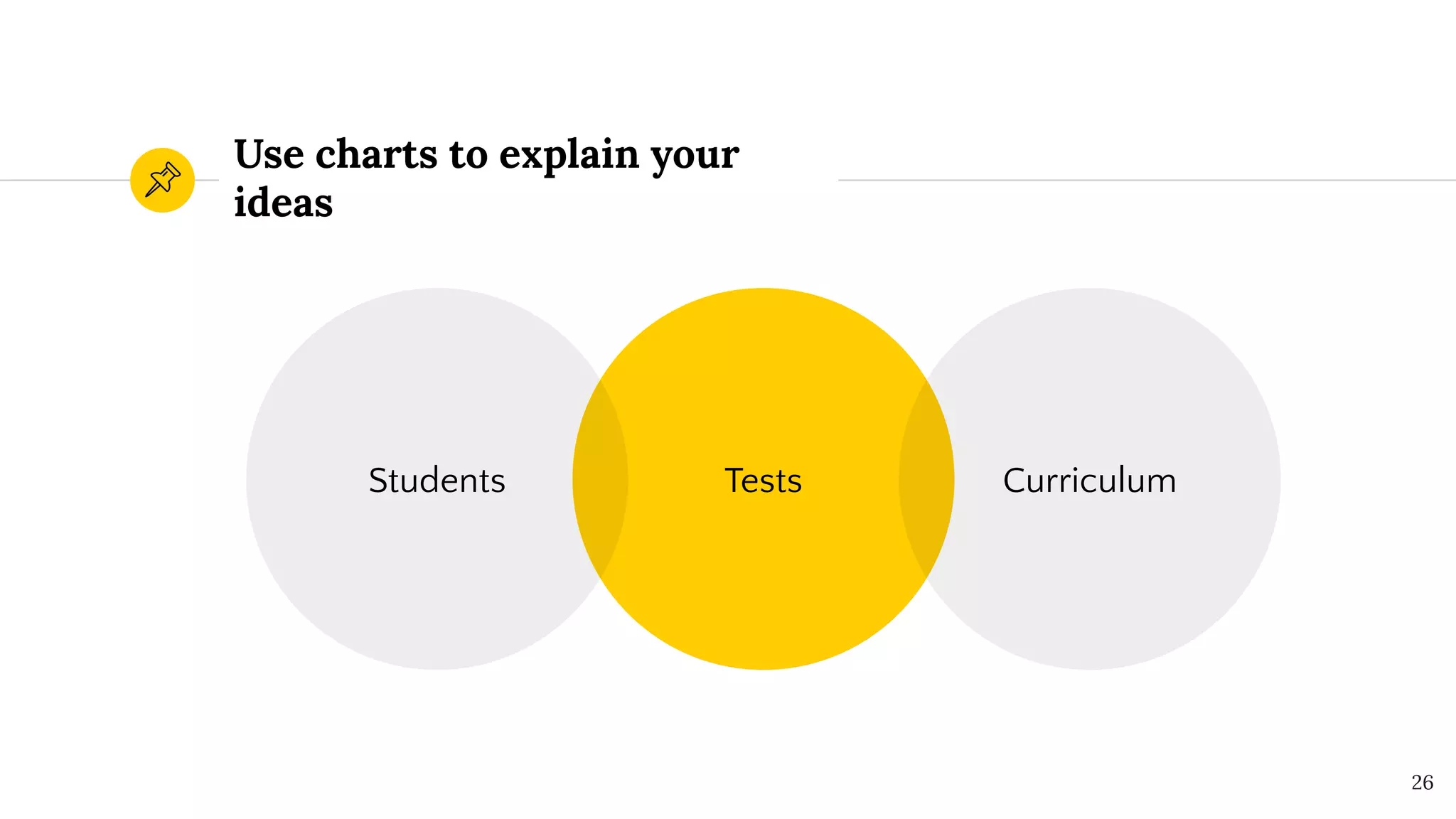 Use charts to explain your
ideas
Tests
Students Curriculum
26
 