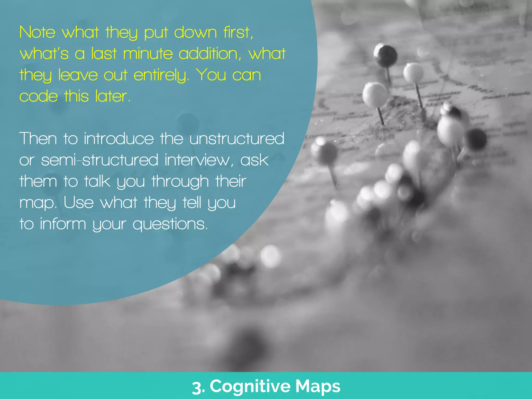 2. Unstructured/ Semi-Structured Interviews
For example ask not
‘what e-resources do
you use?’ but ‘what’s
your process when
you’re set an
assignment / job-
hunting?’
 