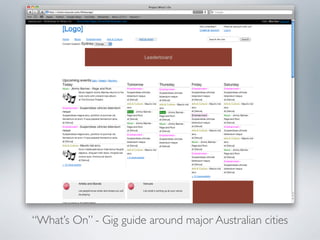 “What’s On” - Gig guide around major Australian cities
 