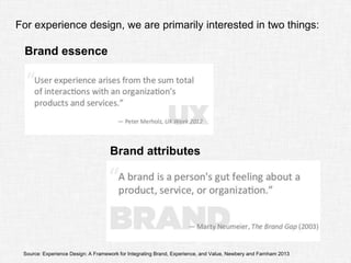 There is an economic relationship
between brand and experience.
 
