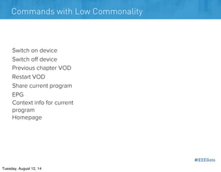 #IEEEGoto
Commands with Low Commonality
Switch on device
Switch oﬀ device
Previous chapter VOD
Restart VOD
Share current p...