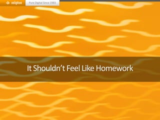 Pure Digital Since 1983




It Shouldn’t Feel Like Homework
 