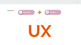 UX
1 Memorable 2 Typeable
 