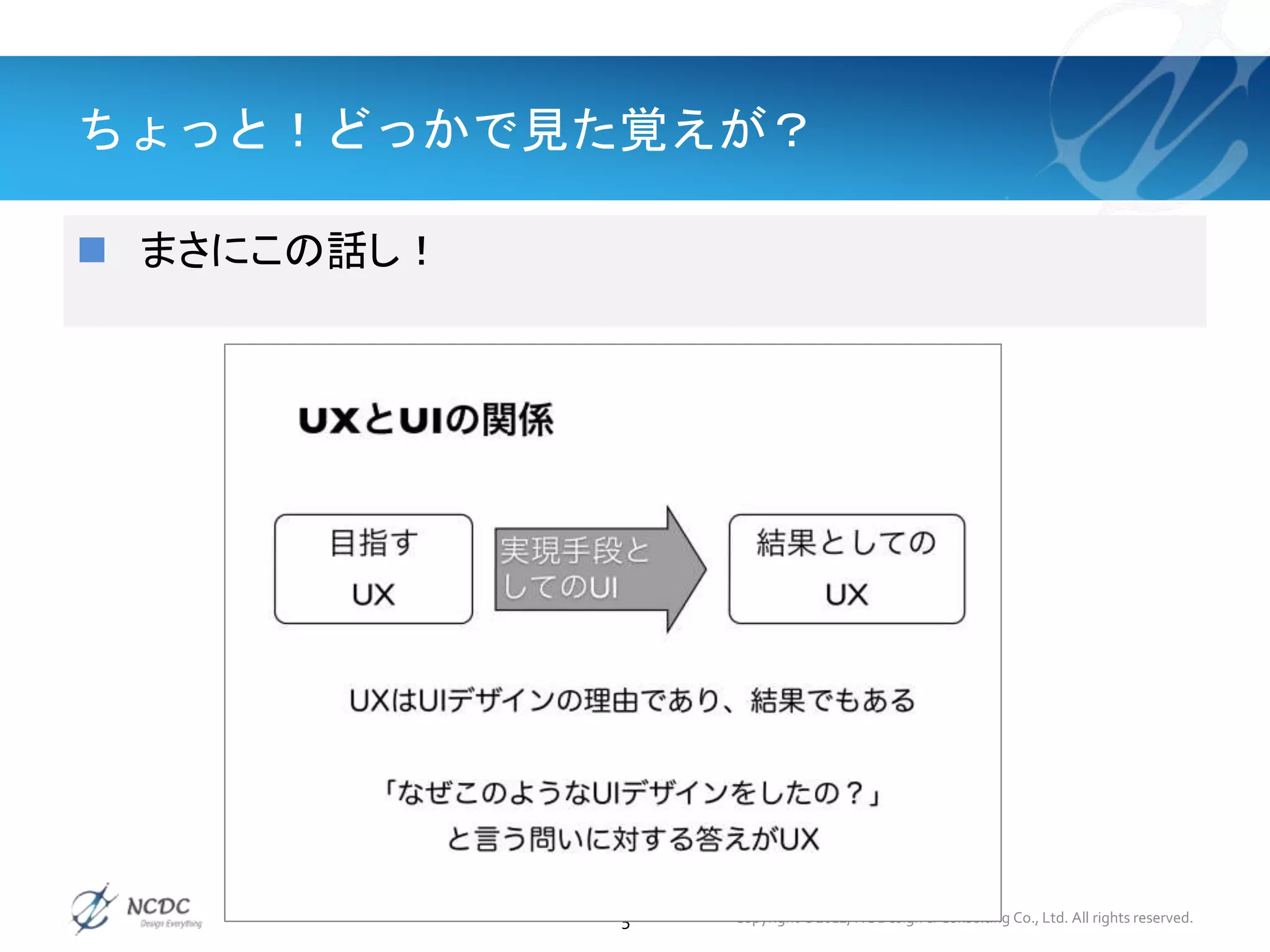 ちょっと！どっかで見た覚えが？
 まさにこの話し！
5 Copyright ©2012, NC Design & Consulting Co., Ltd. All rights reserved.
 