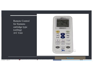 TheDesignofEverydayThingsDrupalConMunich2012
Remote Control
for Siemens
cartridge type
(ceiling)
A/C Unit
Tuesday 21 August 12
 