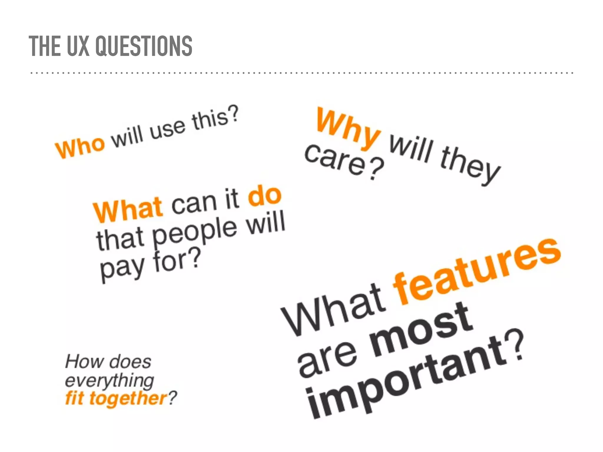 THE UX QUESTIONS
 