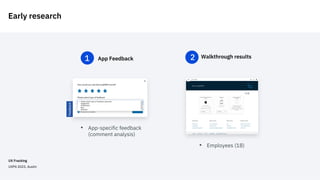 App Feedback Walkthrough results
2
1
• Employees (18)
Early research
• App-specific feedback
(comment analysis)
UX Fracking
UXPA 2023, Austin
 