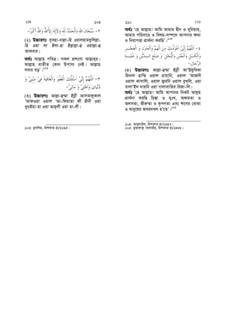 (2) D”PviYt myenv-bvj−v-wn Iqvjnvg`ywjj−v-
wn Iqv jv Bjv-nv Bj−vj−v-û Iqvj−v-û
AvKevi|
A_©t Avj−vn cweÎ| mKj cÖksmv Avj−vn&i|
Avj−vn e¨ZxZ †Kvb Dcvm¨ †bB| Avj−vn
mevi eoÕ|103
(3) D”PviYt Avj−v-û¤§v Bbœx AvmAvjyKvj
ÔAvdIqv Iqvj ÔAv-wdqvZv dx Øxbx Iqv
`yb&Bqv-qv Iqv Avn&jx Iqv gv-jx|
103. gymwjg, wgkKvZ nv/2295|
A_©t Ô†n Avj−vn! Avwg Avgvi Øxb I `ywbqvq,
Avgvi cwiev‡i I welq-m¤ú‡` Avcbvi ¶gv
I wbivcËv cÖv_©bv KiwQÕ|104
(4) D”PviYt Avj−v-û¤§v Bbœx AvÔEhyweKv
wgbvj nvw¤§ Iqvj nvhvwb, Iqvj ÔAvRwh
Iqvj Kvmvwj, Iqvj Ryewb Iqvj eyL&wj, Iqv
hvjvÔB` `vqwb Iqv MvjvevwZi wiRv-wj|
A_©t Ô†n Avj−vn! Avwg Avcvbi wbKU Avkªq
cÖv_©bv KiwQ wPš—v I `ytL, A¶gZv I
AjmZv, fxi“Zv I K…cYZv Ges F‡Yi †evSv
I gvby‡li Rei`Lj nÕ‡ZÕ|105
104. Avey`vE`, wgkKvZ nv/2397|
105. gyËvdvK¡ ÔAvjvBn, wgkKvZ nv/2458|
109 109 110 110
 