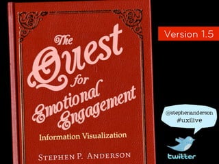 u es
    The
       t                    Version 1.5




Q  t a
  o g
          for
        l ent
      na em
    io g
 m n
E E                         @stephenanderson

                               #uxilive



Information Visualization

Ste phen P. Anderson
 