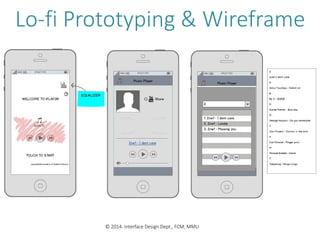 Lo-fi Prototyping & Wireframe
© 2014. Interface Design Dept., FCM, MMU
 