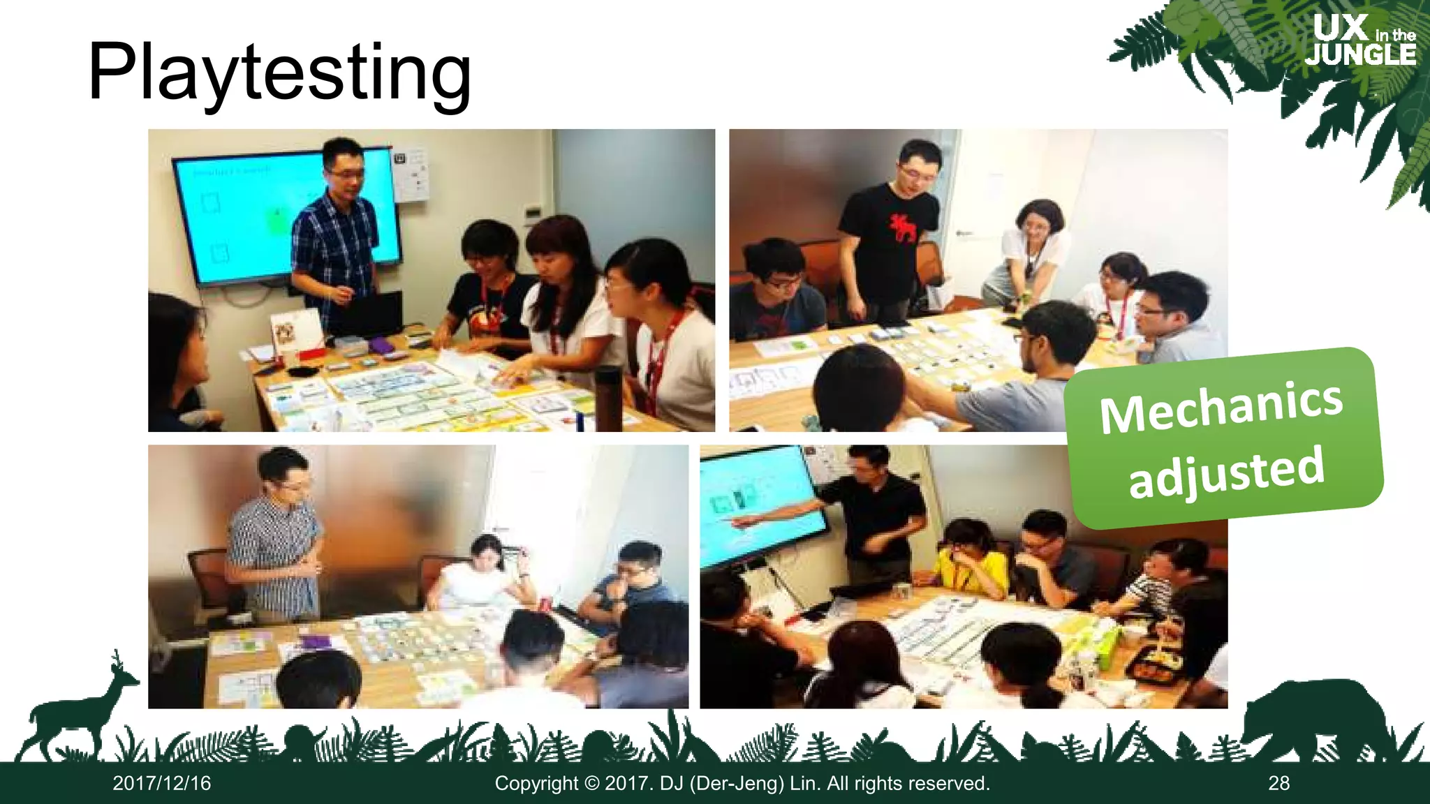 Playtesting
28Copyright © 2017. DJ (Der-Jeng) Lin. All rights reserved.2017/12/16
 