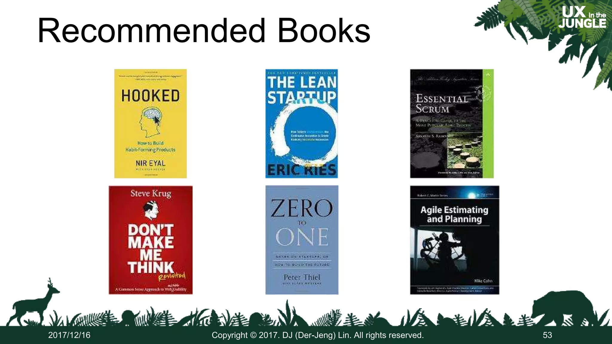 Recommended Books
2017/12/16 Copyright © 2017. DJ (Der-Jeng) Lin. All rights reserved. 53
 