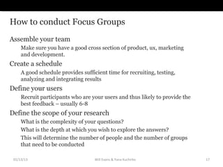 Introduction to UX Research: Conducting Focus Groups | PPT