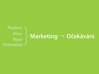 }
  Product
     Price
     Place
                 Marketing → Očekávání
Promotion
 