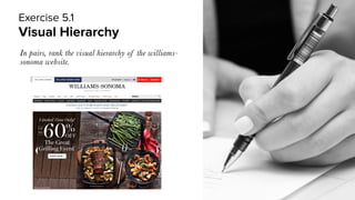 Visual Hierarchy
In pairs, rank the visual hierarchy of the williams-
sonoma website.
Exercise 5.1
 