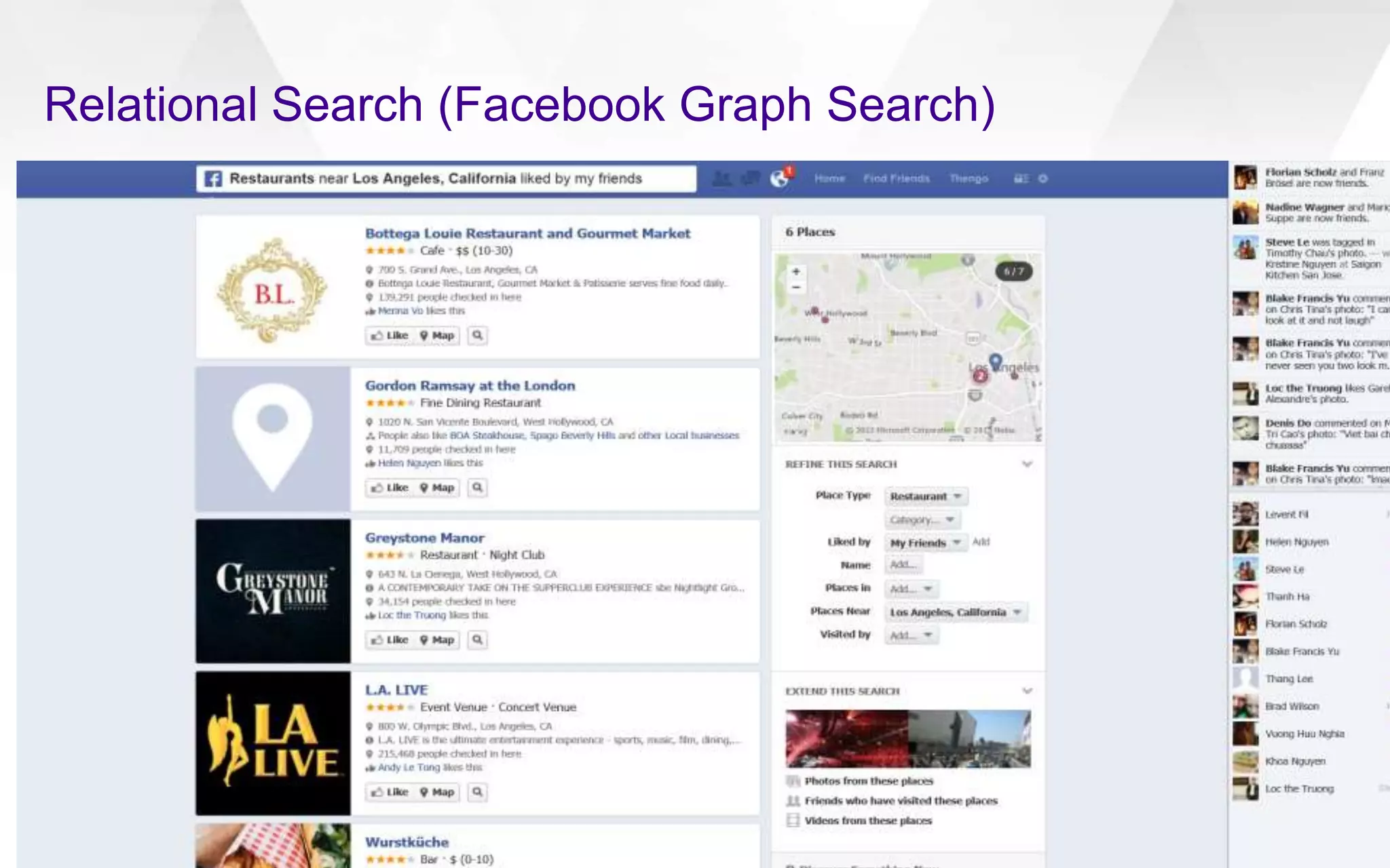 Relational Search (Facebook Graph Search)
 