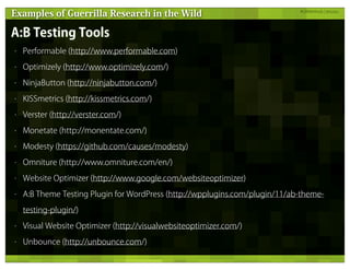 Guerrilla Research Methods - UX Lisbon 2011