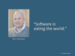 @thinknow
“Software is
eating the world.”
Marc Andreessen
photo: Peter DaSilva
 