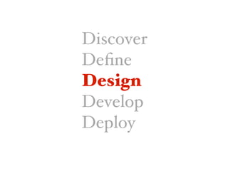 Discover
Deﬁne
Design
Design
Develop
Deploy
 