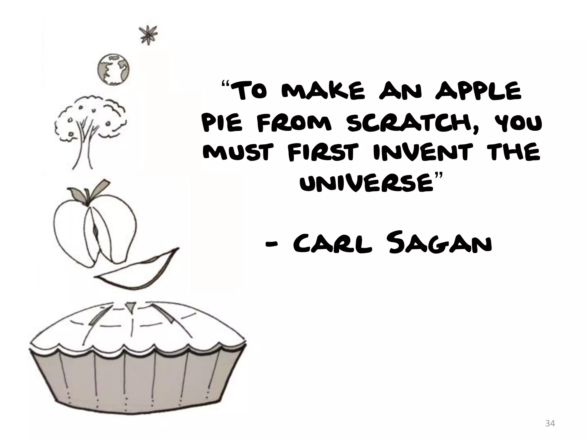 34
“To make an apple
pie from scratch, you
must first invent the
universe”
- Carl Sagan
 