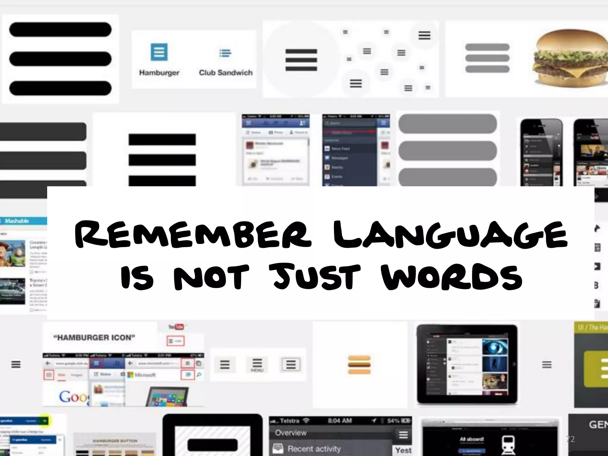 Remember Language
is not just words
72
 