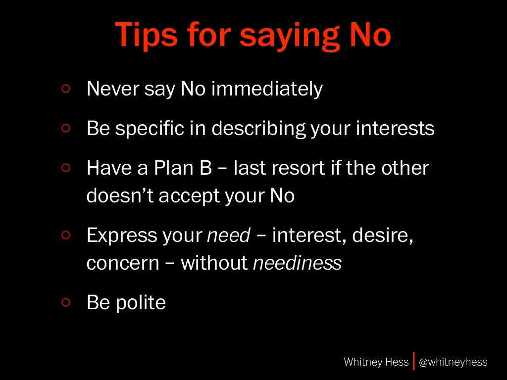 Tips for saying No Spell