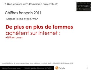 2. Que représente l’e-Commerce aujourd’hui ?


     Chiffres français 2011
        Selon la Fevad avec KPMG*


      De pl...