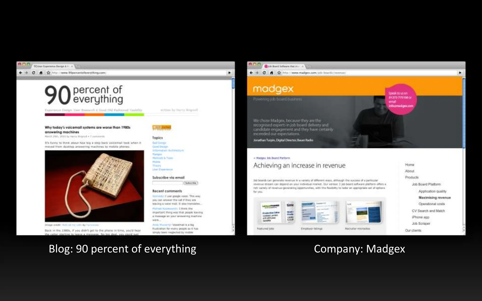 Blog: 90 percent of everythingCompany: Madgex